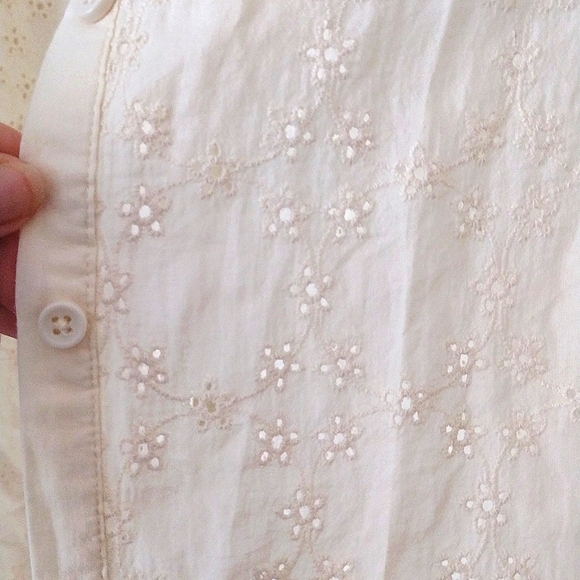 $98 Free People Stars Align Eyelet Top Button Down Shacket or Blouse Light Airy - Picture 4 of 4